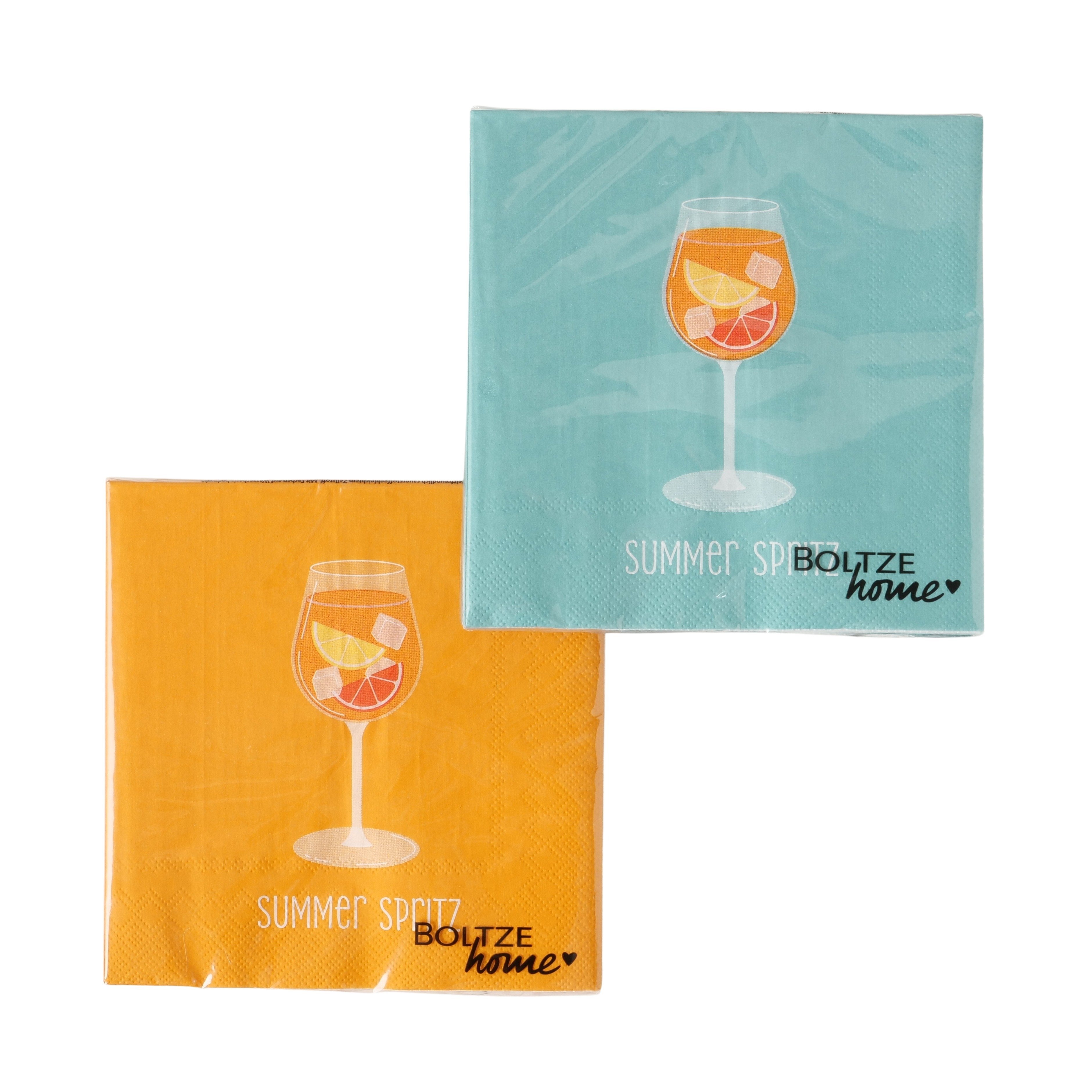Boltze Servietten Summer Spritz – Frische Papierservietten im Sommer‑Design, 2 Sorten