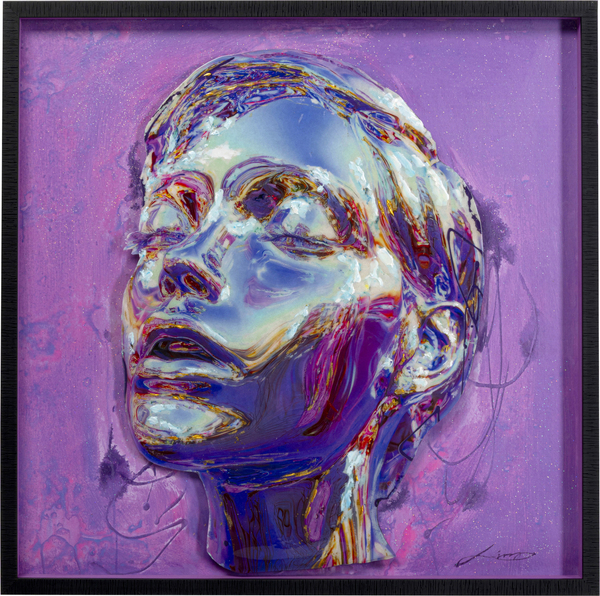 Gerahmtes Bild lila - 90 x 90 cm - KARE Face