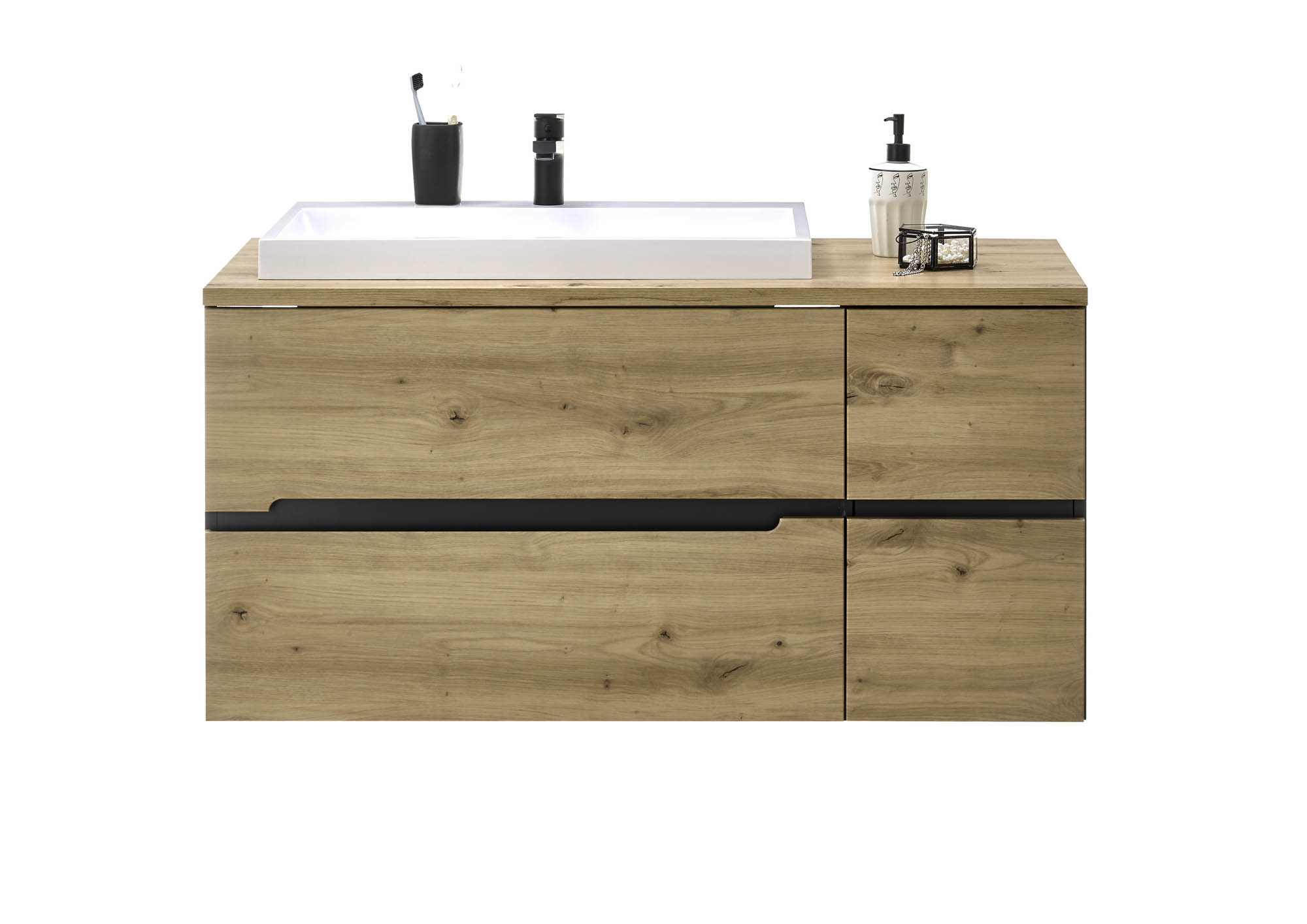 Waschbeckenunterschrank ROM inkl. Becken - Artisan Eiche & Grau | Softclose