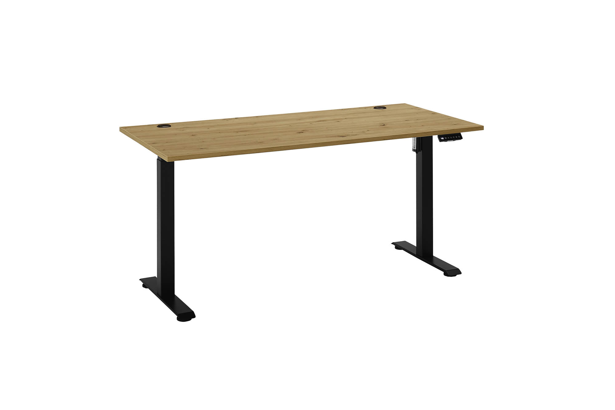Schreibtisch elektrisch höhenverstellbar Artisan Eiche Metallgestell schwarz - ca. 160 x 74-117 x 77 cm - Bega Consult Bethany
