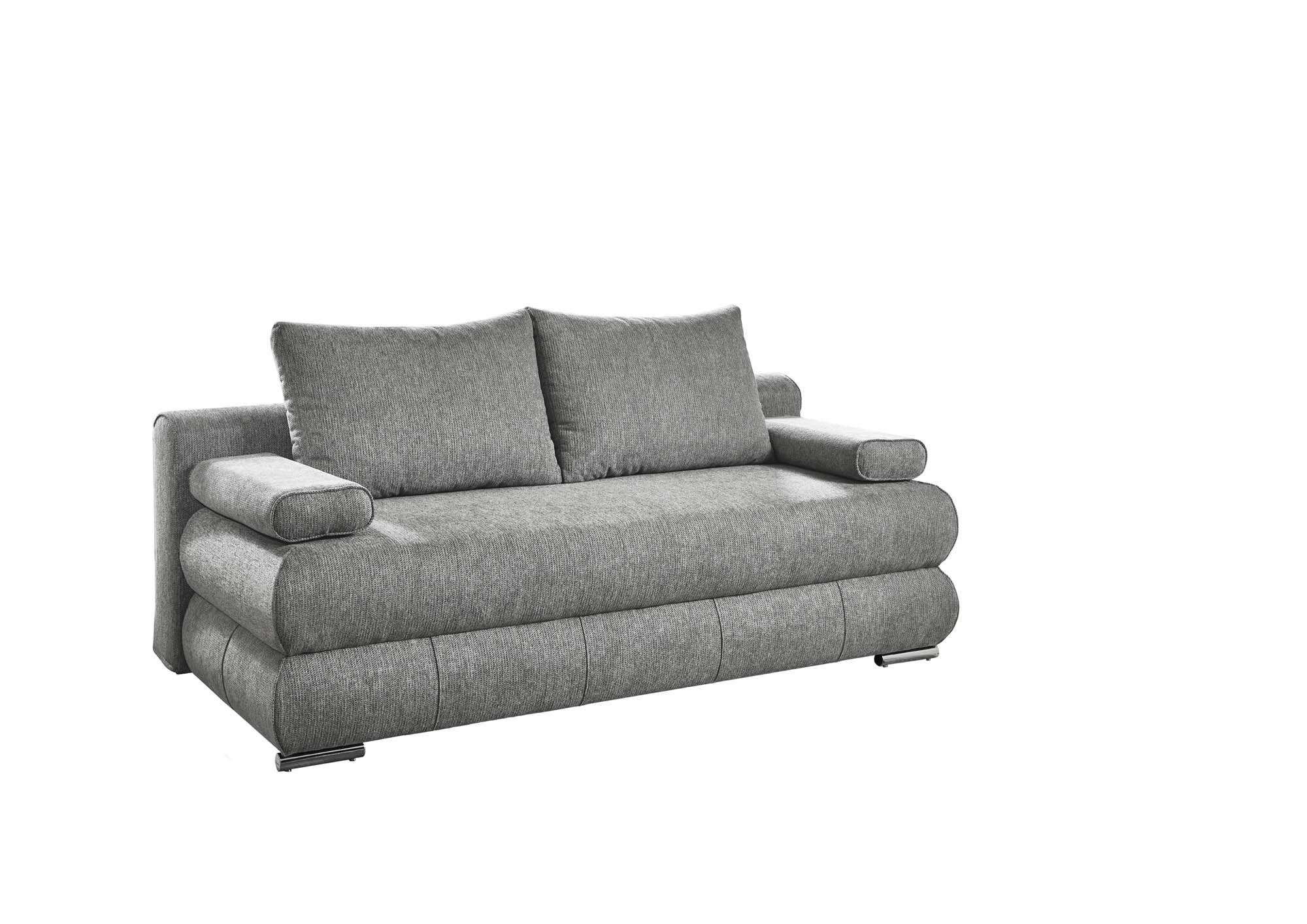 Schlafsofa silber mit Bettkasten und Schlaffunktion - inkl. 2 Rückenkissen und 2 Armlehnkissen - Bochum