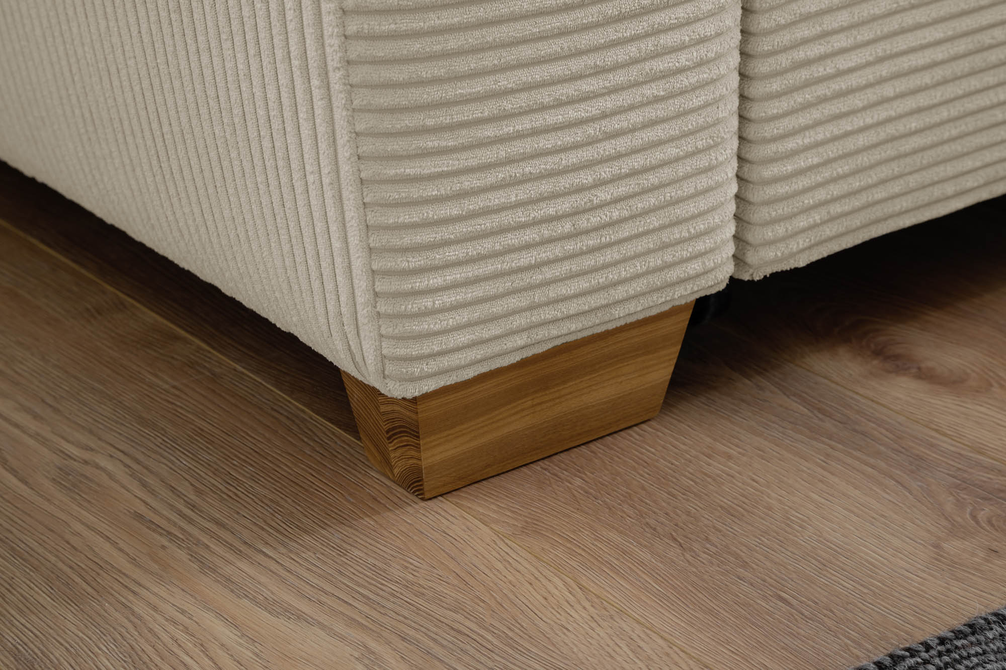 Wohnlandschaft Cord Natur - Komfort-Sitzhöhe, Hochschläfer-Bettauszug - inklusive Kissen -  Fortuna NovaSpring