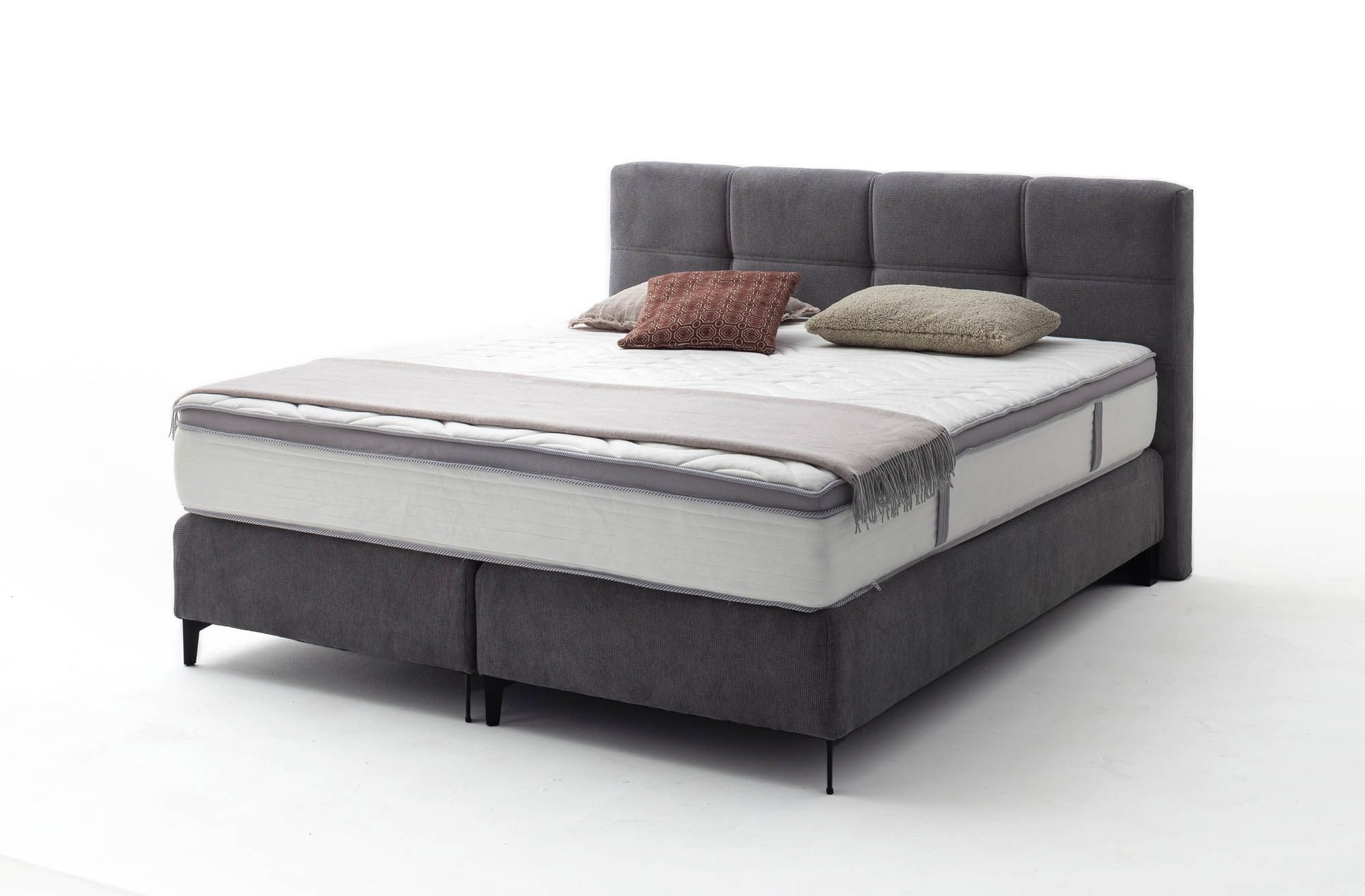 Boxspringbett stoff grau - 180 x 200 cm - Hanko