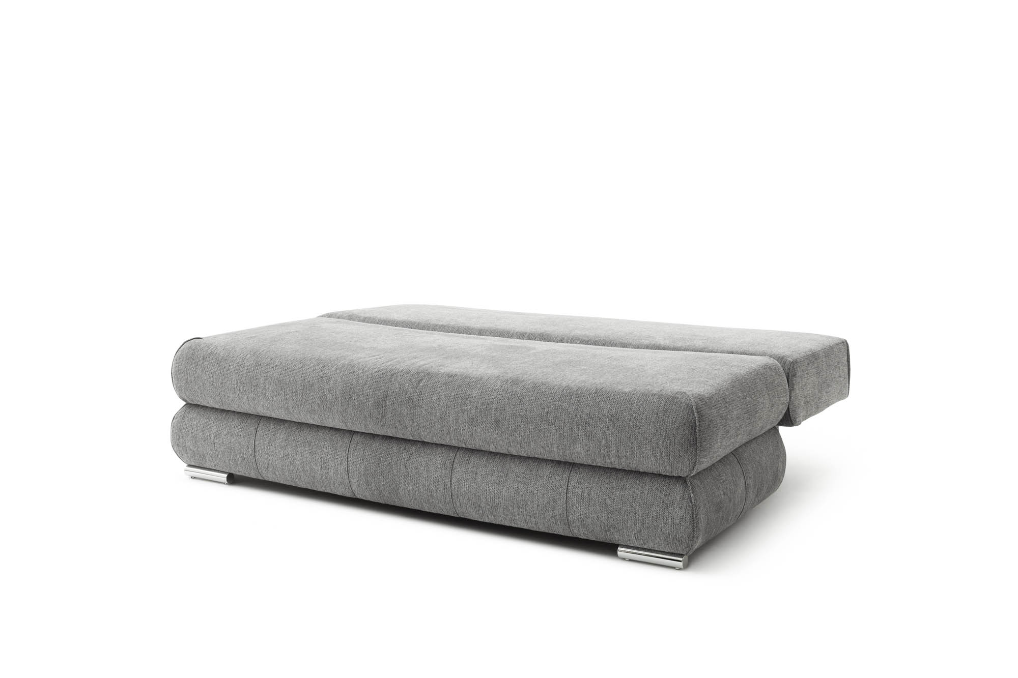 Schlafsofa silber mit Bettkasten und Schlaffunktion - inkl. 2 Rückenkissen und 2 Armlehnkissen - Bochum
