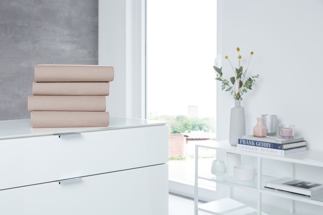 Hahn Haustextilien Elastan-Jersey-Spannbettuch für Topper kiesel 190 x 200 cm