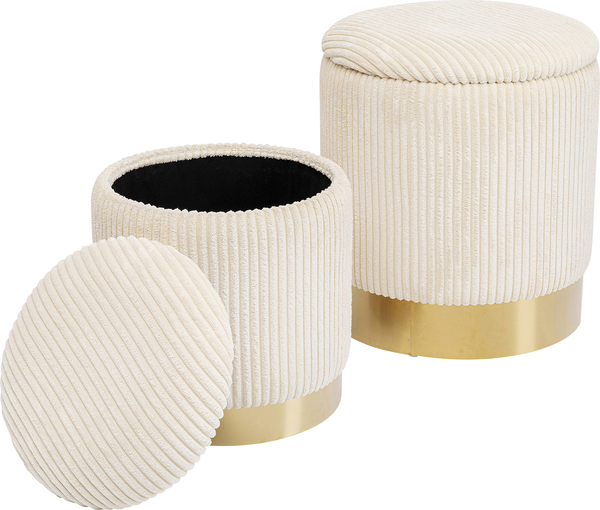 Truhenhocker beige - KARE Cherry Storage Cord Creme (2/Set)