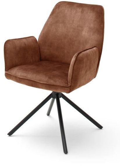 MCA furniture 4 Fuß Stuhl mit Armlehne drehbar Ottawa rostbraun