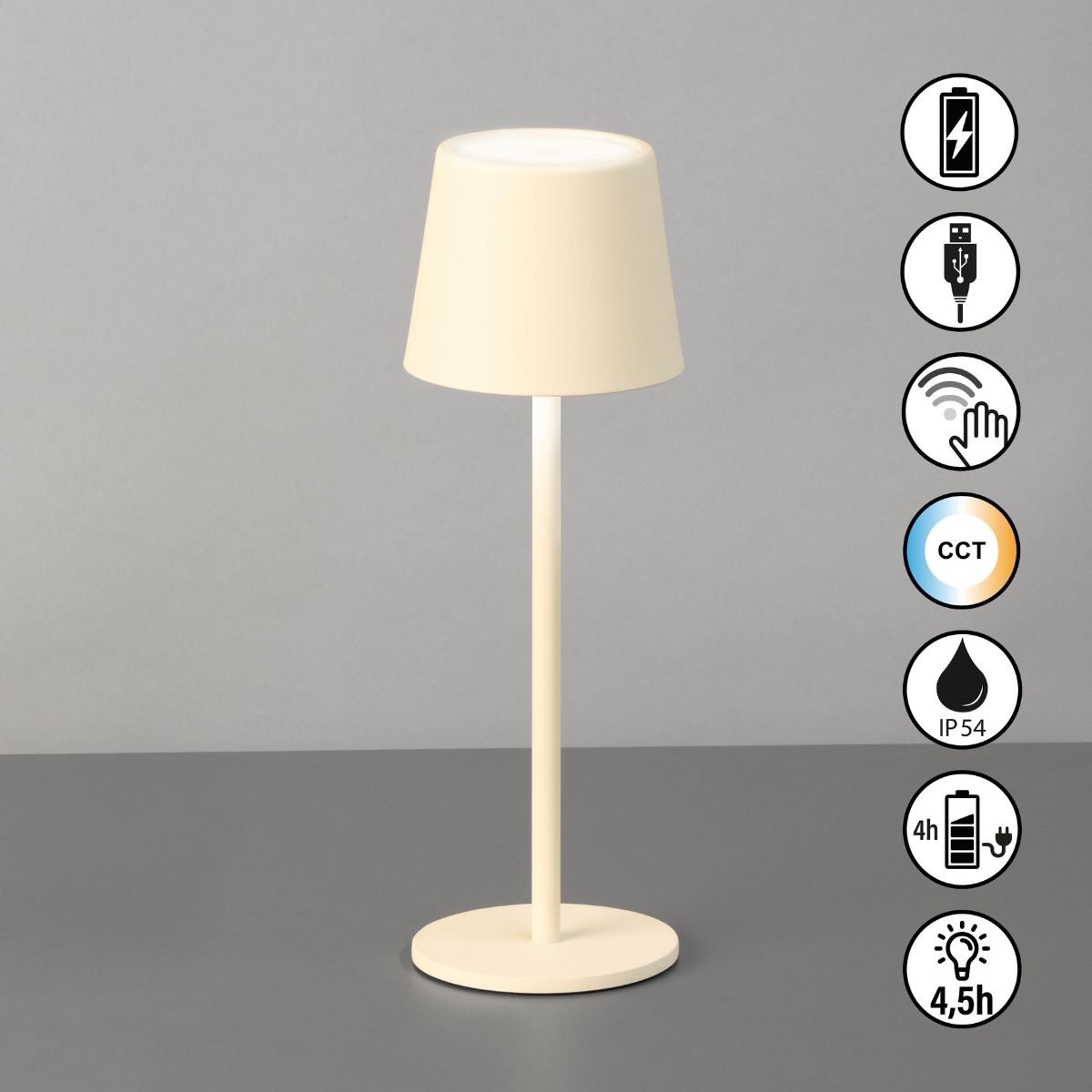 LED-Tisch/- und Außenleuchte Roxi sandbeige