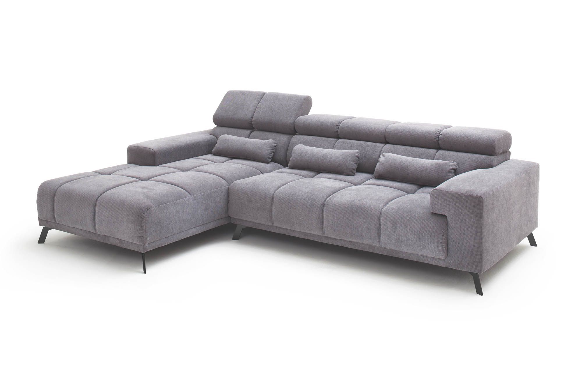 Wohnlandschaft Speed Ottomane links Stoff grau 201 x 285 cm