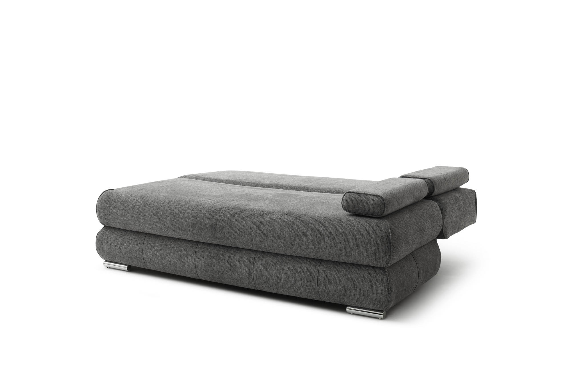 Schlafsofa silber mit Bettkasten und Schlaffunktion - inkl. 2 Rückenkissen und 2 Armlehnkissen - Bochum