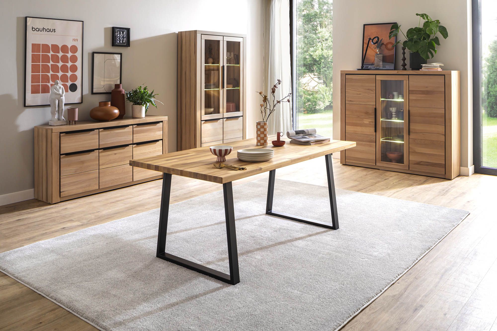 Esstisch Kernbuche massiv geölt, keilgezinkte Lamelle - B/H/T 180 x 76 x 90 cm -  Tauranga