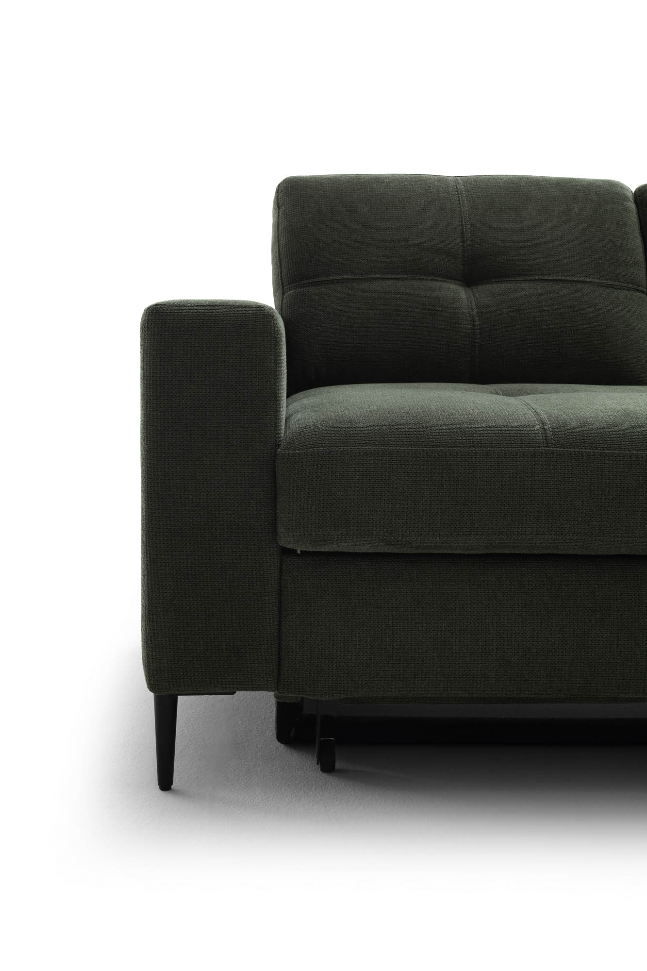 Wohnlandschaft Dunkelgrün Ottomane rechts inkl. Staukasten - 2-Sitzer Armlehne links inkl. Schlaffunktion (Echtbezug) -  Wayne