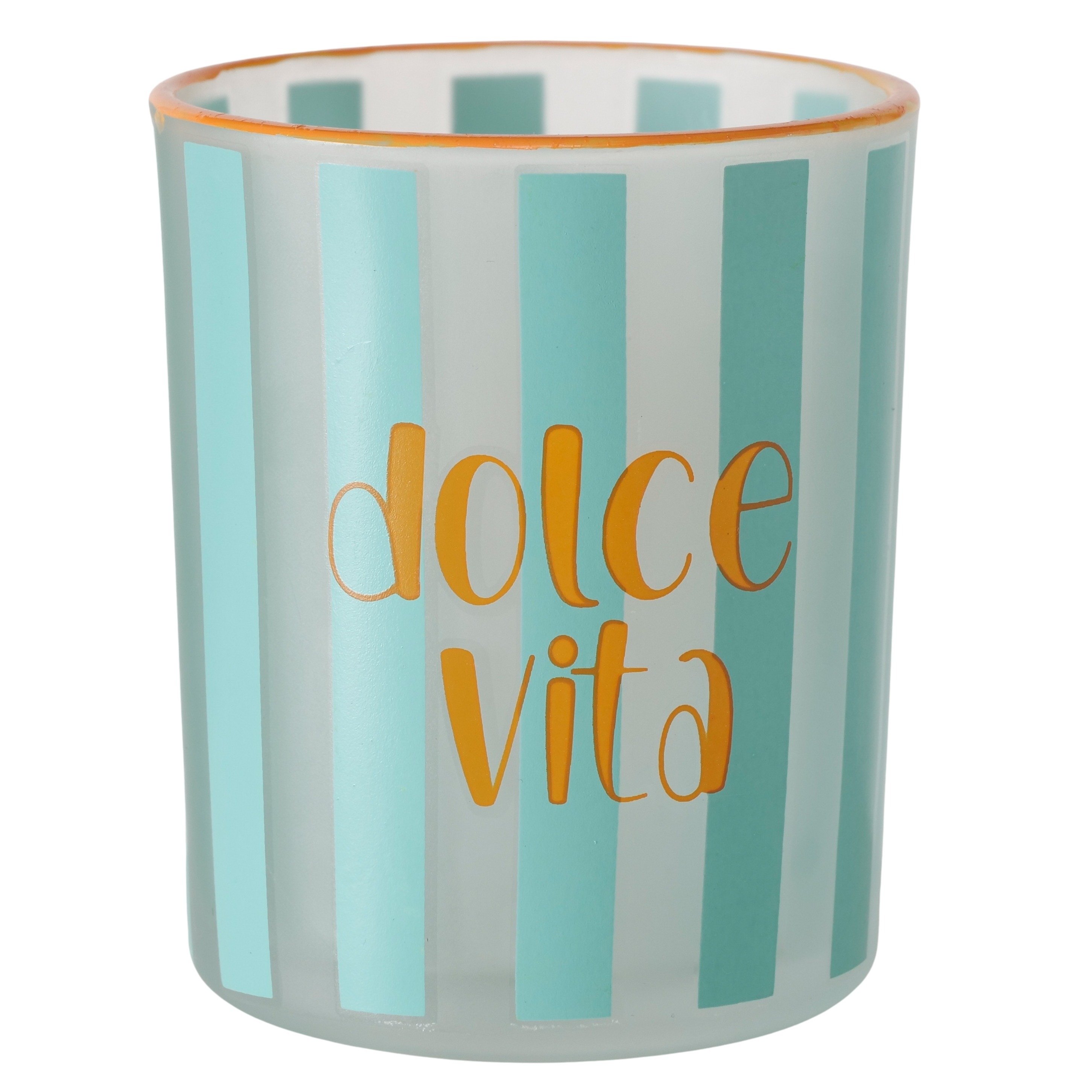 Boltze Windlicht Dolce Vita – Glas‑Windlicht im mediterranen Streifen‑Design