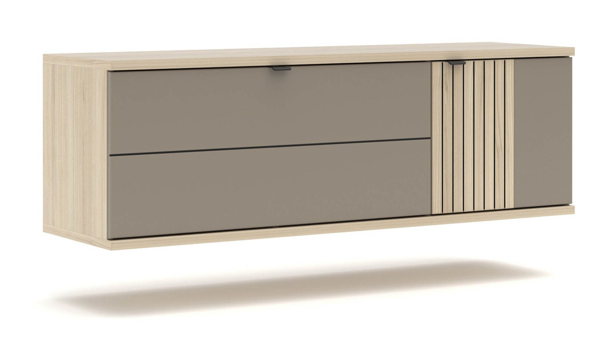 Hänge-Schuhschrank basalt supermatt - Innostyle Piacenza - mit Softclose und Selbsteinzug - mit 1 Klappe und 1 Holztür