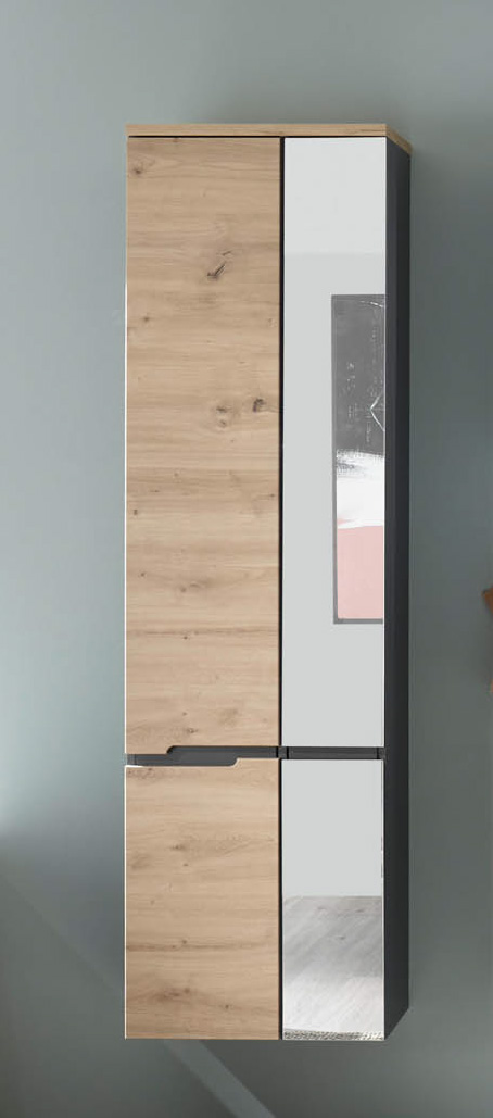 Hängeschrank mit Spiegel ROM - Artisan Eiche & Grau