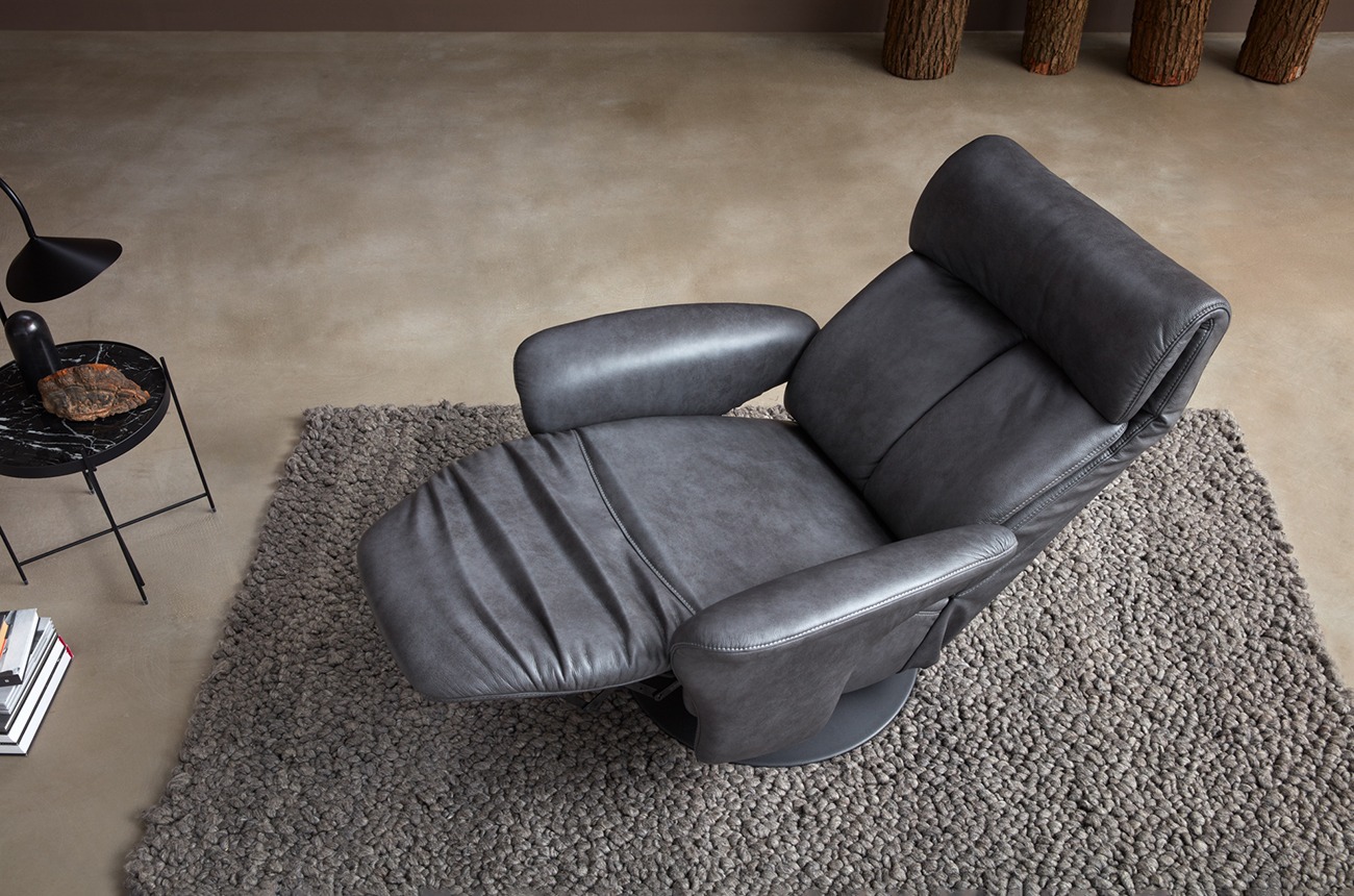 Himolla Relax-Sessel EASY SWING - echt Leder 24 Longru Zinn - Ausführung L