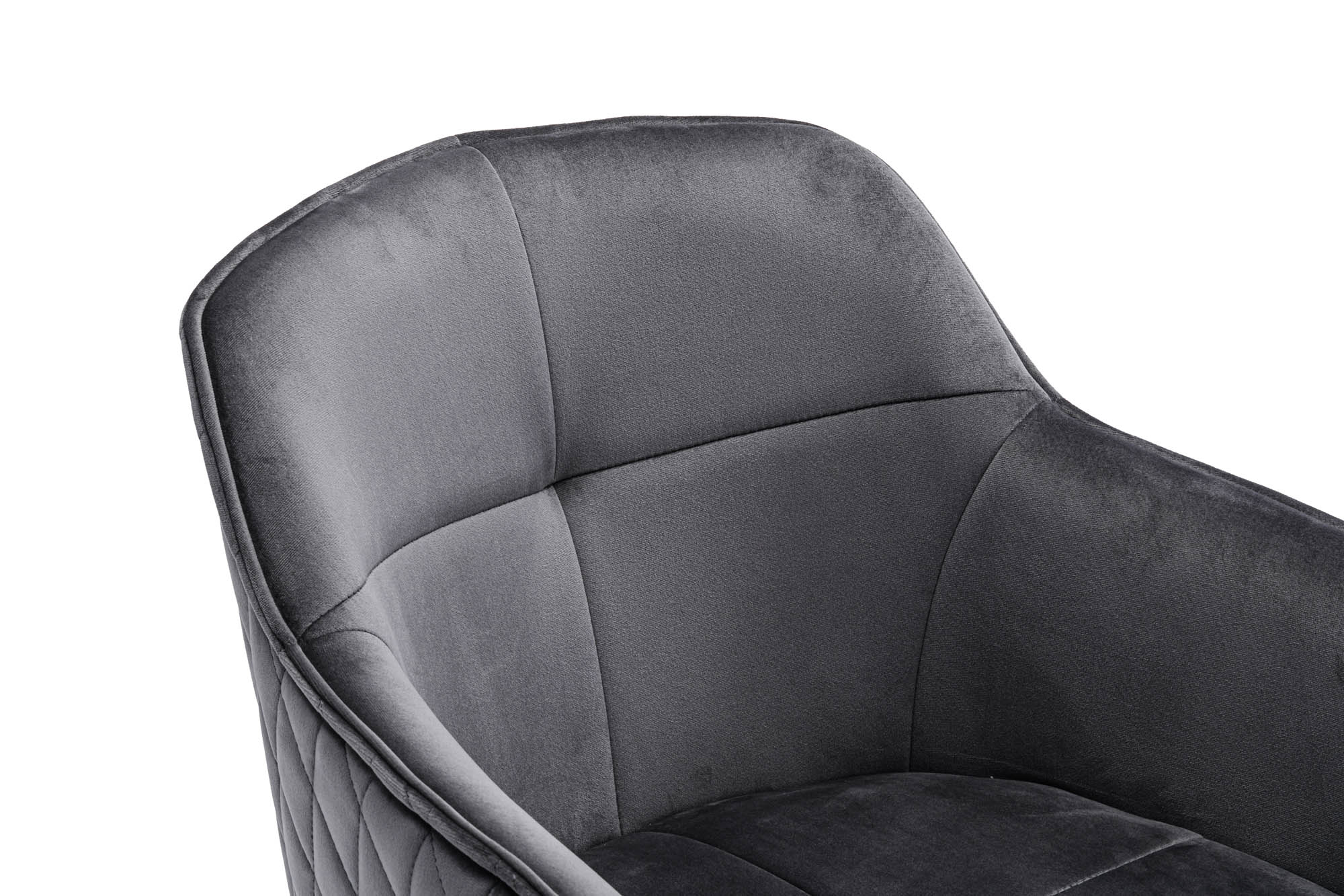 Armlehnstuhl 180° drehbar mit Auto-Return - Bezug: Samt grau - 100% Polyester -  Edith
