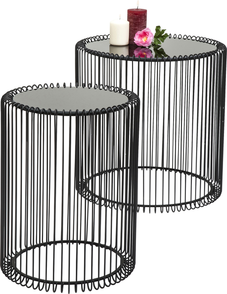 Couchtisch 2er Set schwarz - Ø 44 cm - KARE Wire Schwarz (2/Set)