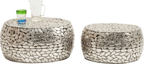 Couchtisch silber - KARE Pebbles Deluxe Silber (2/Set)