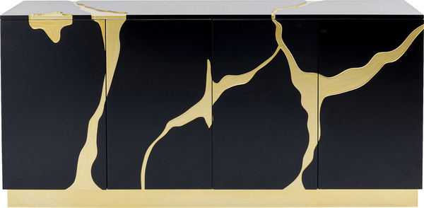 Sideboard gold - 165 x 80 cm - KARE Cracked Schwarz Gold
