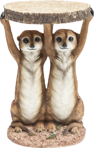 Beistelltisch braun - Ø 33 cm - KARE Animal Meerkat Sisters