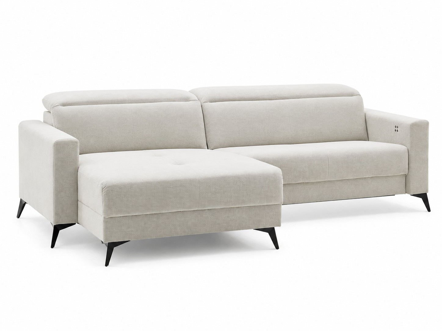 Wohnlandschaft mit Ottomane links -  Stoff grau 165 x 251 cm - Trouble