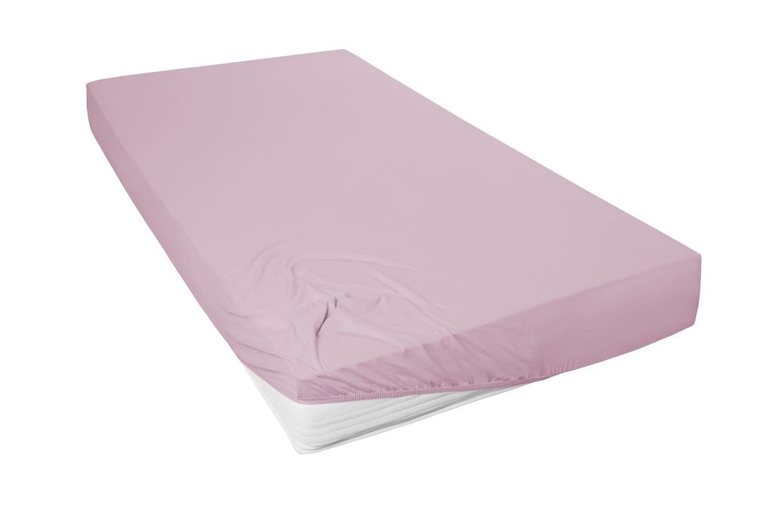 Hahn Haustextilien Mako-Feinjersey-Spannbetttuch mauve 150 x 200 cm