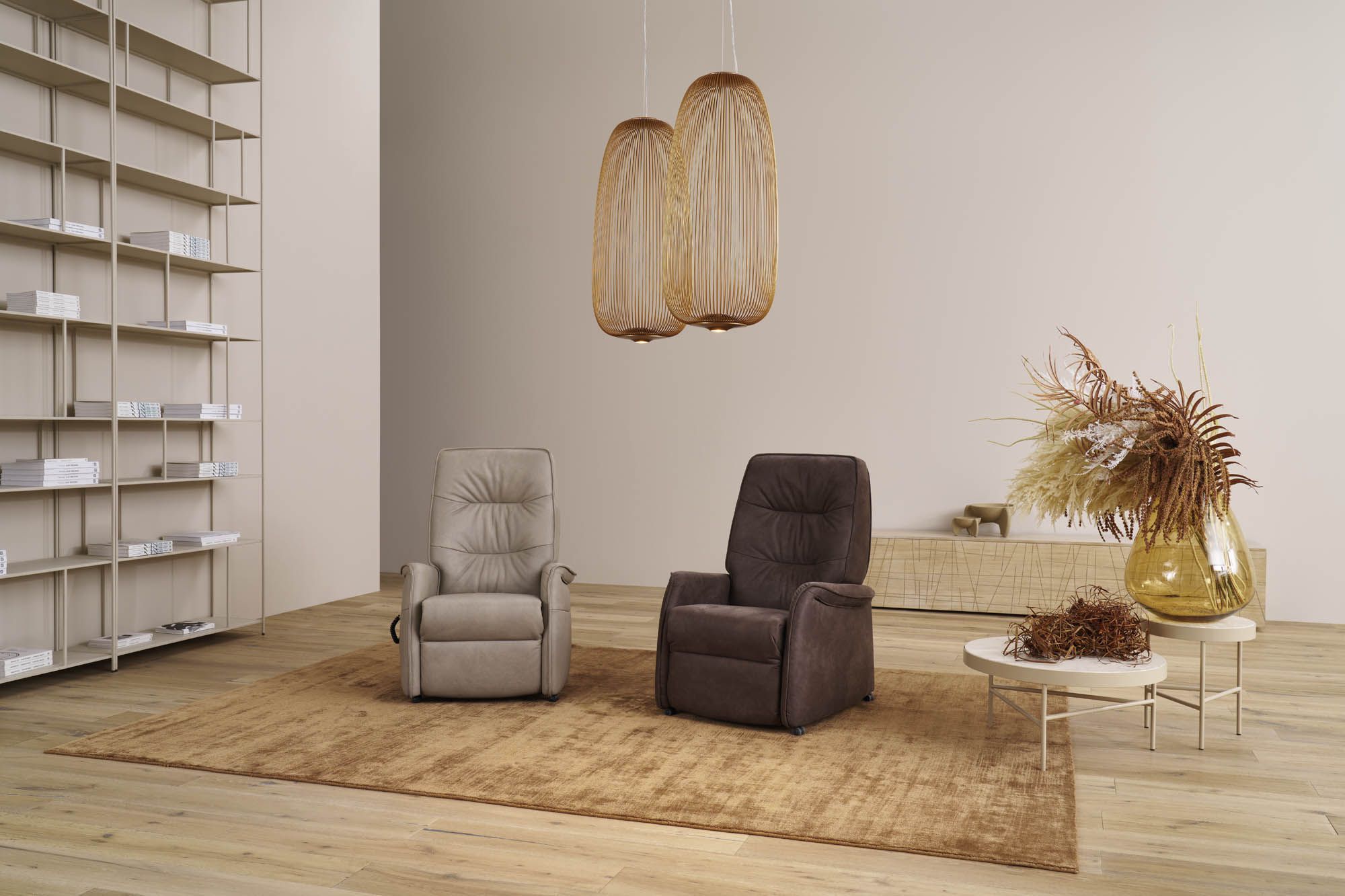 Himolla Fernsehsessel QUARTETT -  echt Leder 71 Torro Vulkan