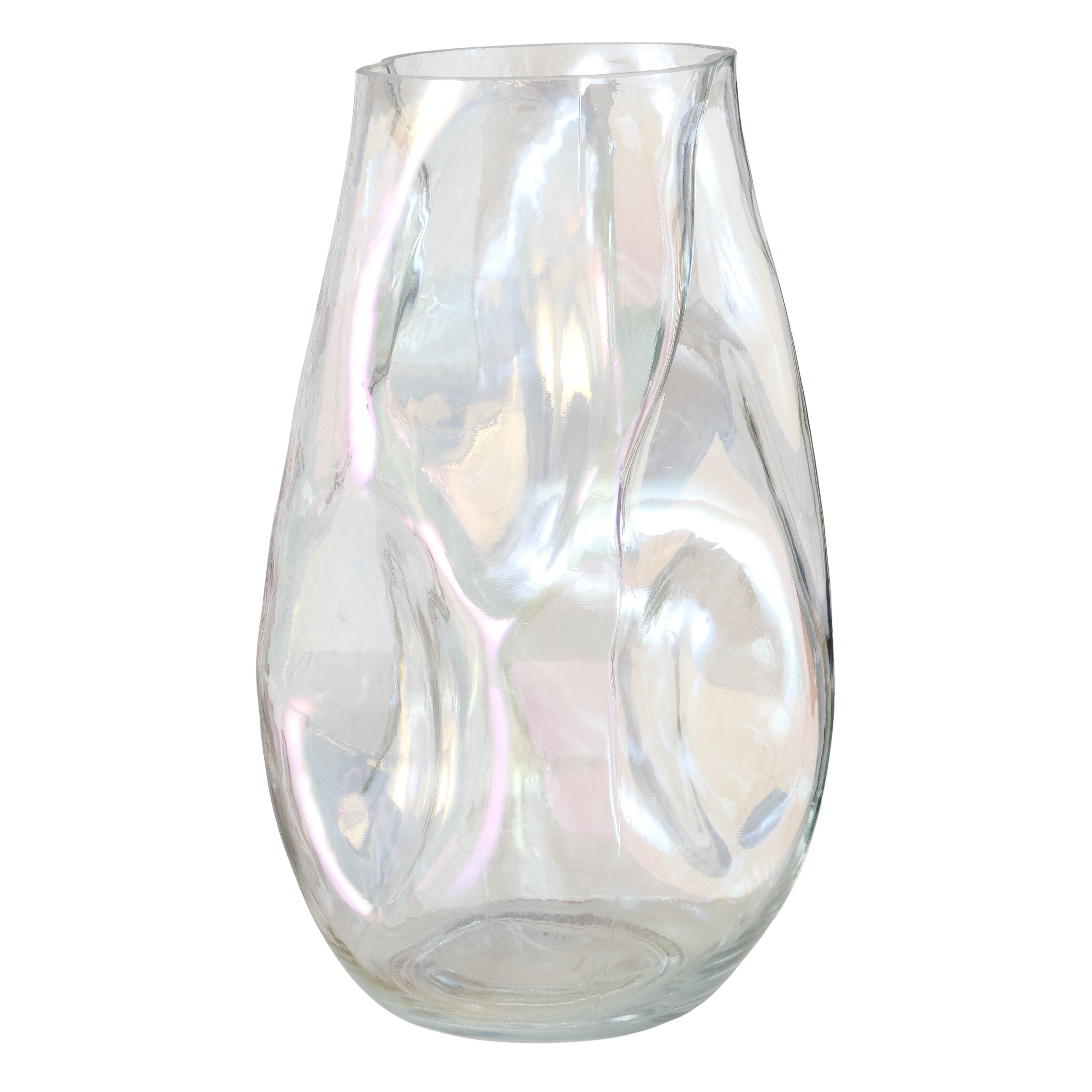 Boltze Vase Lojin – Elegante Glasvase mit schimmerndem Türkis‑Iris‑Effekt