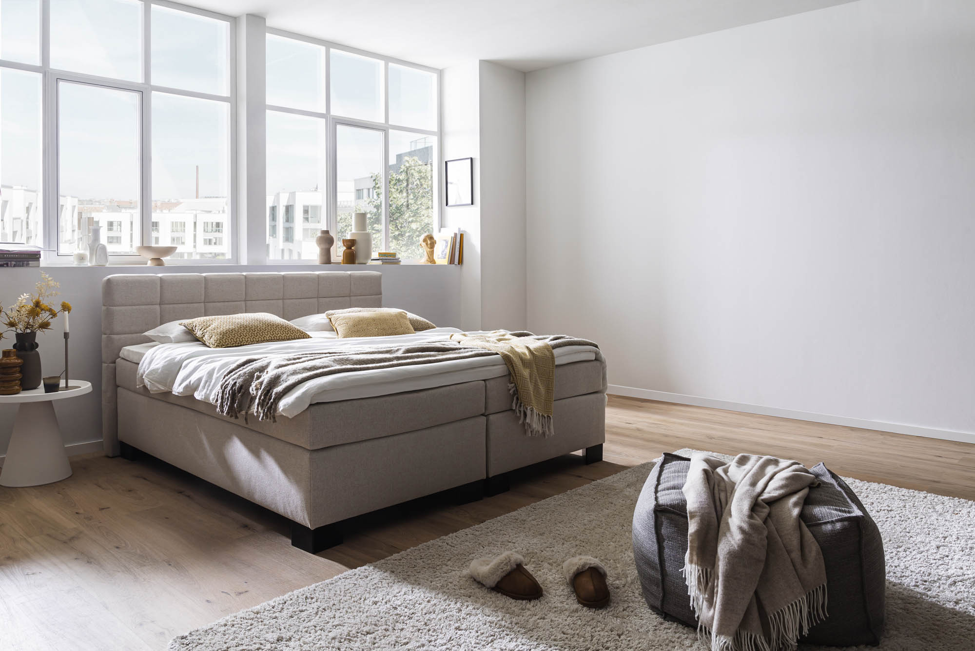 Boxspringbett 180 x 200 cm mit Bonellfederkern Matratze H2 -  Shell