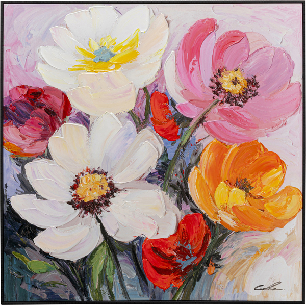 Gerahmtes Bild mehrfarbig - 80 x 80 cm - KARE Flower Meadow