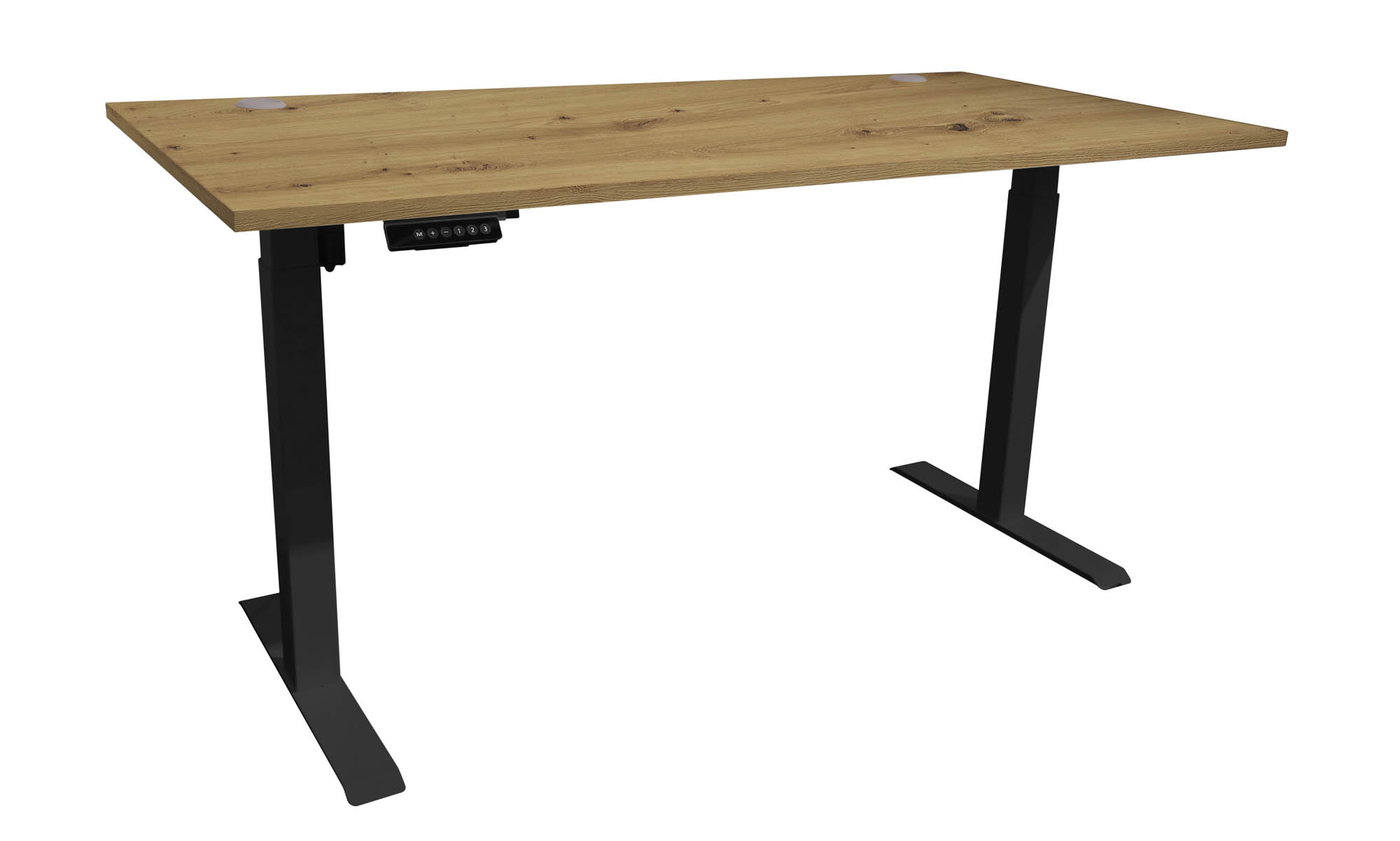 Schreibtisch elektrisch höhenverstellbar Artisan Eiche Metallgestell schwarz - ca. 160 x 74-117 x 77 cm - Bega Consult Bethany