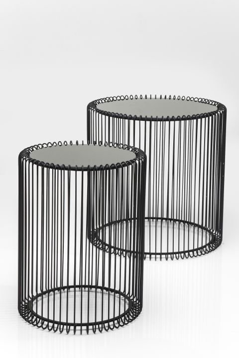 Couchtisch 2er Set schwarz - Ø 44 cm - KARE Wire Schwarz (2/Set)