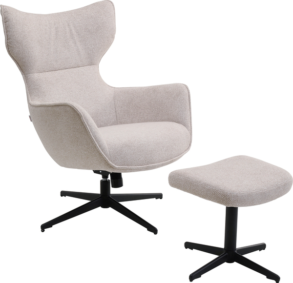 Drehsessel beige - KARE + Hocker Jules Beige
