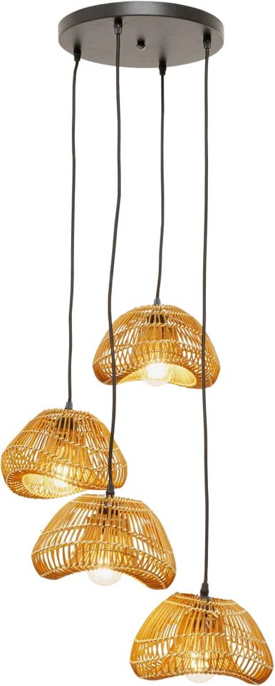 KARE Hängeleuchte Schwarz / Natur - Aloha Drop Quattro 133cm