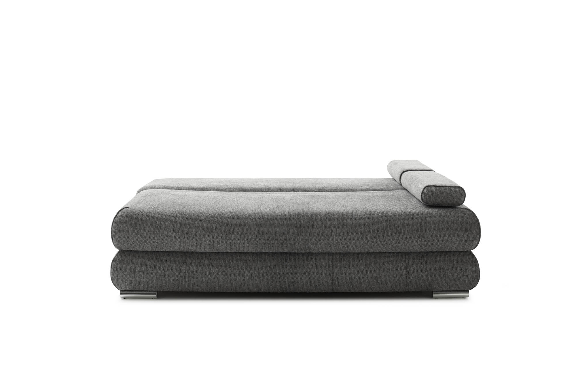 Schlafsofa silber mit Bettkasten und Schlaffunktion - inkl. 2 Rückenkissen und 2 Armlehnkissen - Bochum