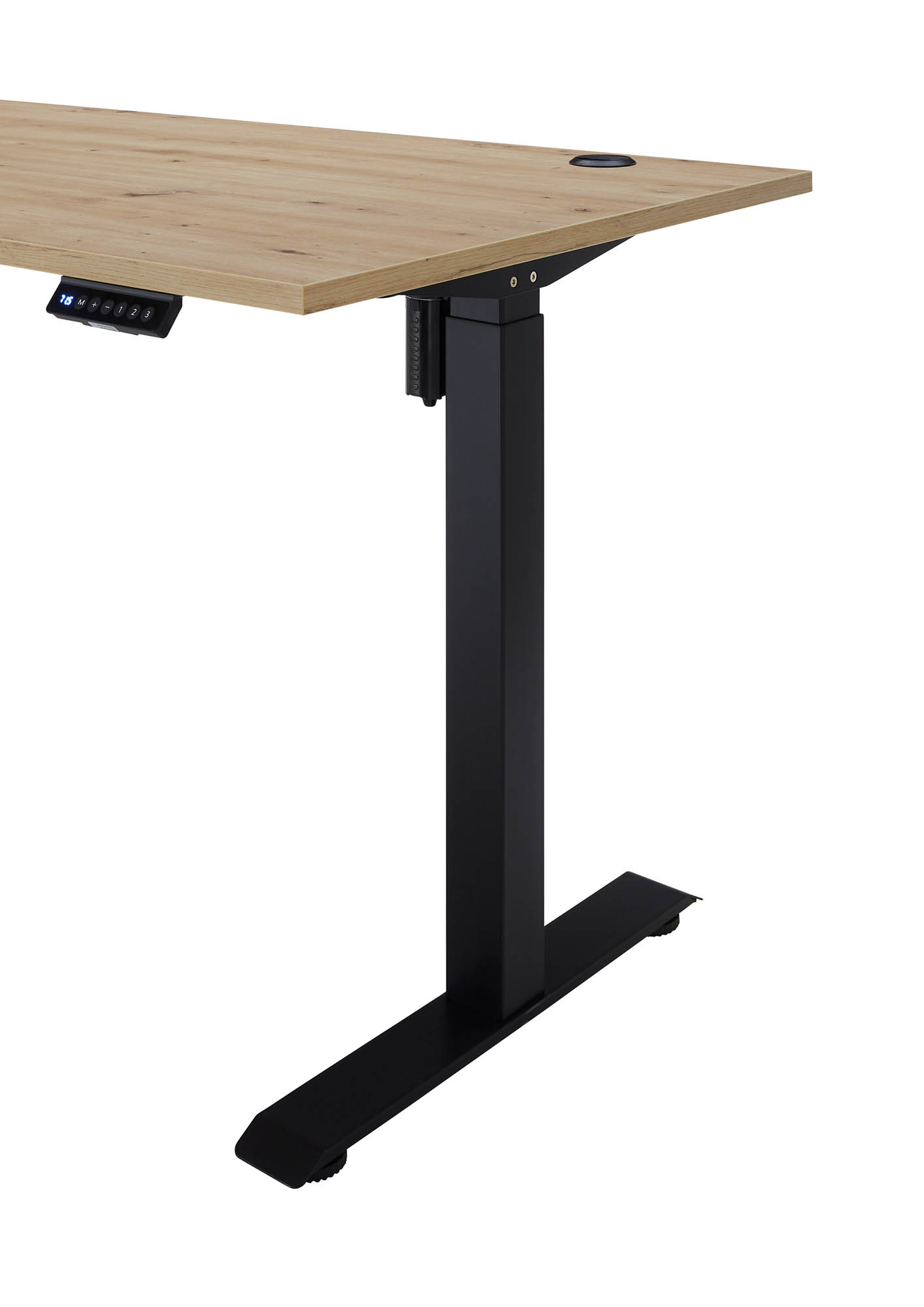 Schreibtisch elektrisch höhenverstellbar Artisan Eiche Metallgestell schwarz - ca. 160 x 74-117 x 77 cm - Bega Consult Bethany