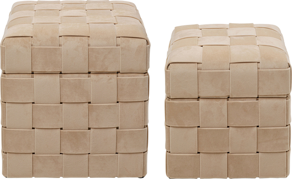 Truhenhocker beige - KARE Weave Beige (2/Set)