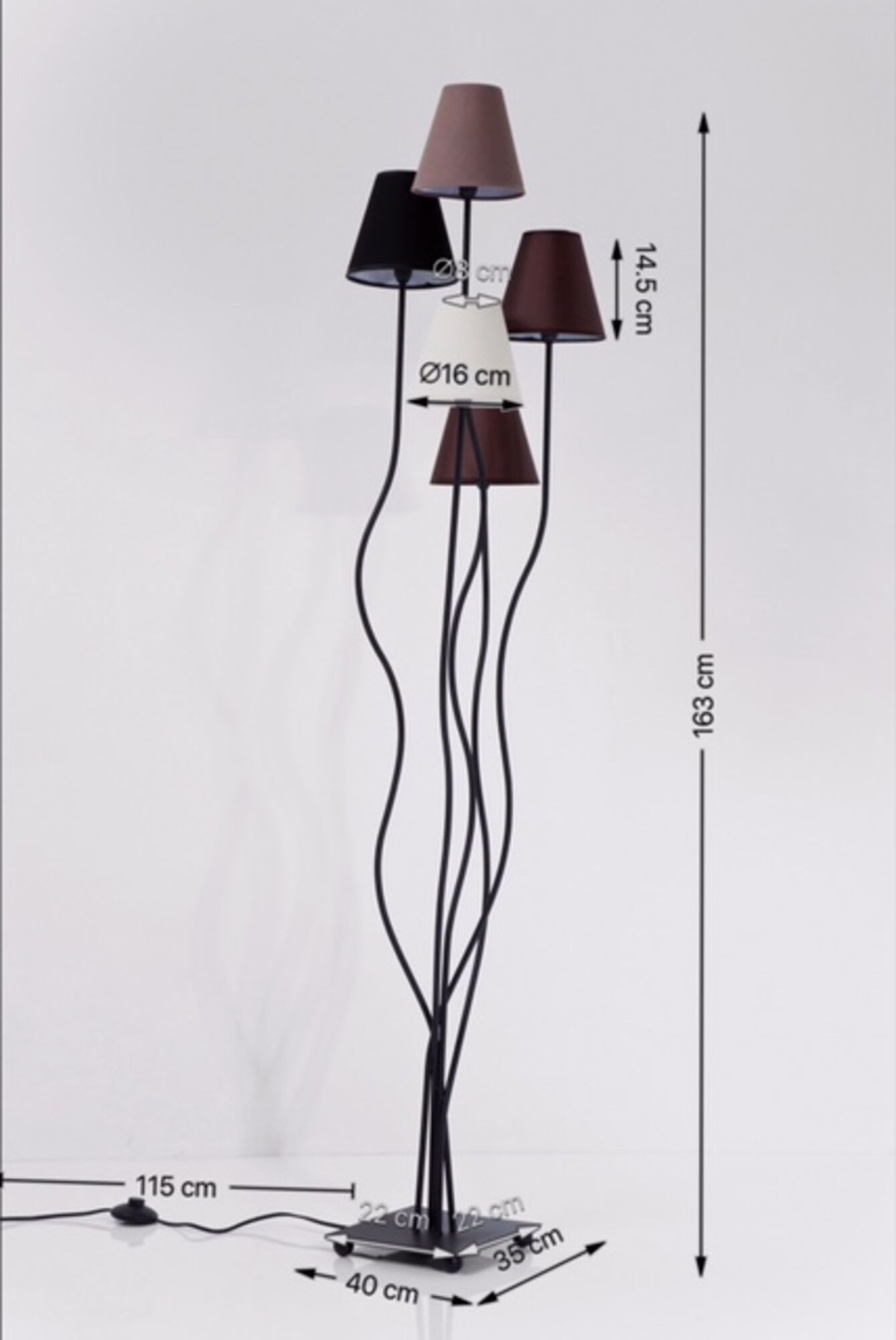 KARE Stehleuchte Schwarz / Mehrfarbig - Flexible Mocca Cinque