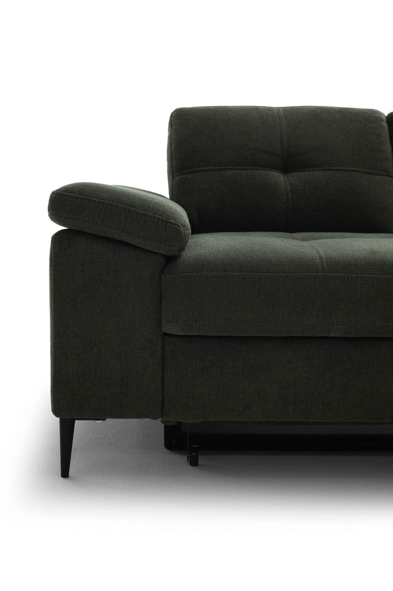 Wohnlandschaft Dunkelgrün Ottomane rechts inkl. Staukasten - 2-Sitzer Armlehne links inkl. Schlaffunktion (Echtbezug) -  Wayne