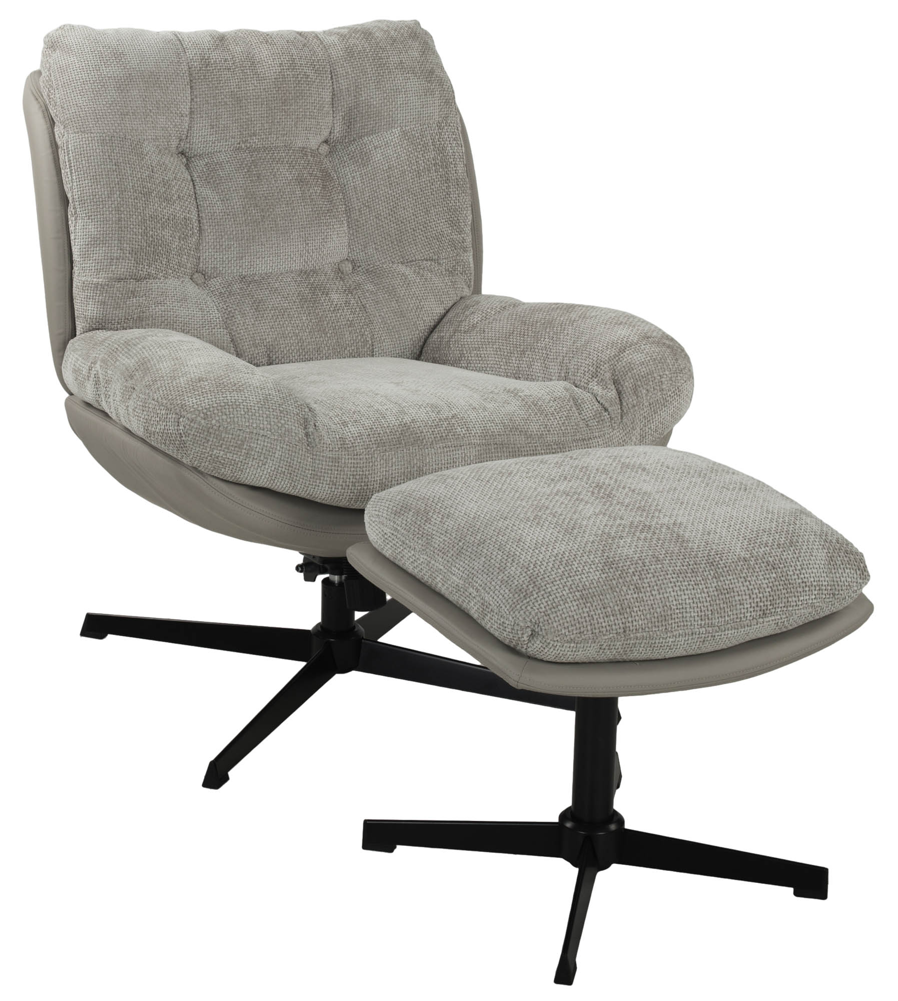 Relaxsessel inkl. Hocker Chenille-Kunstleder sand - Wippmechanik mit Härtegradeinstellung -  Thor