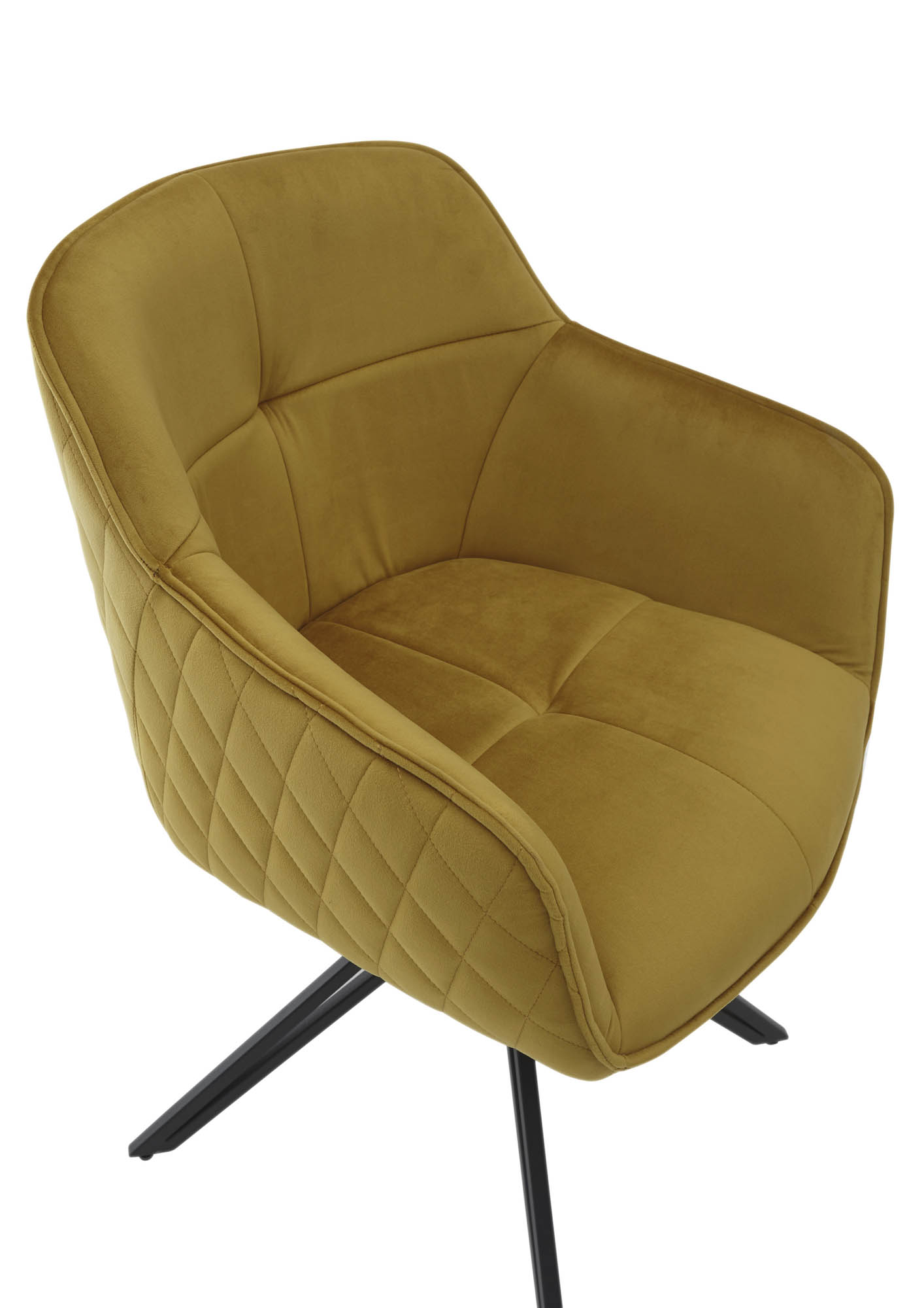 Armlehnstuhl 180° drehbar mit Auto-Return - Bezug: Samt gold - 100% Polyester -  Edith