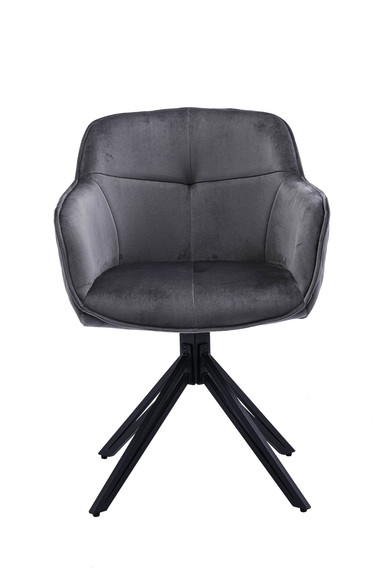 Armlehnstuhl 180° drehbar mit Auto-Return - Bezug: Samt grau - 100% Polyester -  Edith