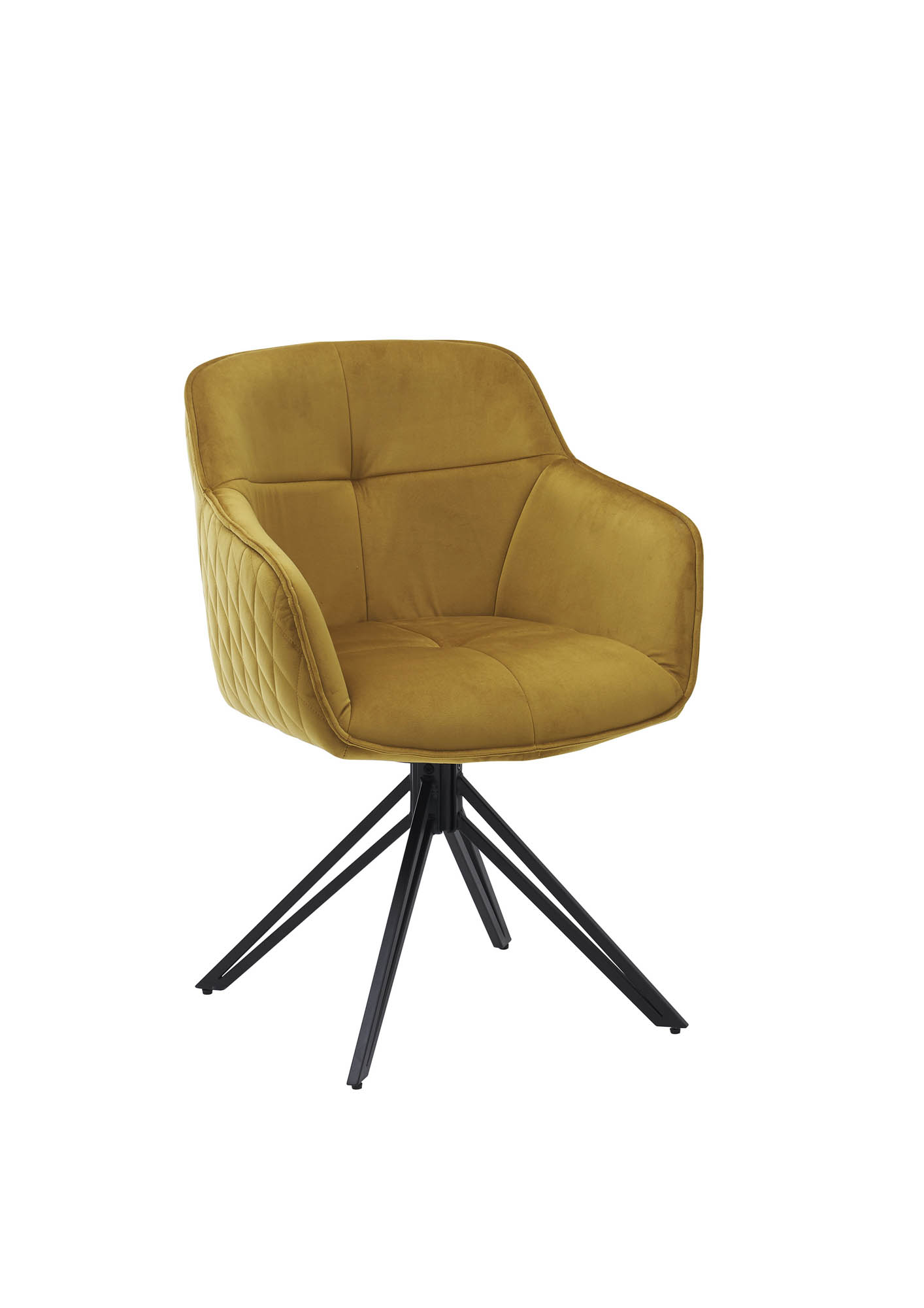 Armlehnstuhl 180° drehbar mit Auto-Return - Bezug: Samt gold - 100% Polyester -  Edith