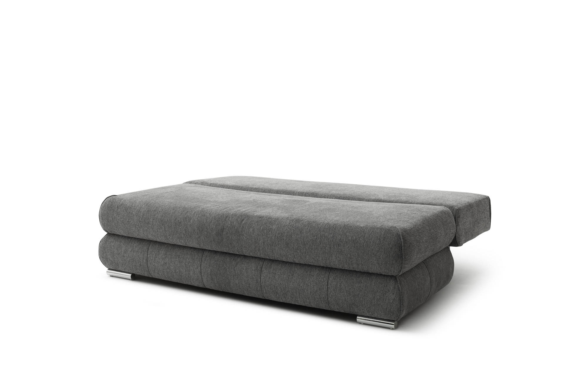 Schlafsofa silber mit Bettkasten und Schlaffunktion - inkl. 2 Rückenkissen und 2 Armlehnkissen - Bochum