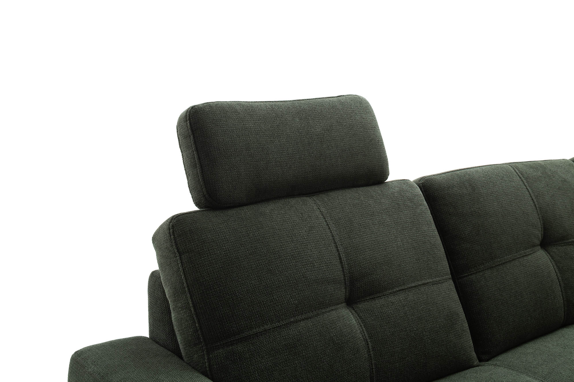 Wohnlandschaft Dunkelgrün Ottomane rechts inkl. Staukasten - 2-Sitzer Armlehne links inkl. Schlaffunktion (Echtbezug) -  Wayne