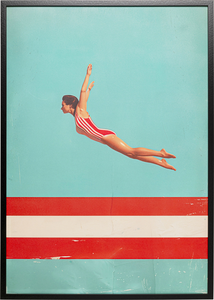 Gerahmtes Bild mehrfarbig - 103 x 73 cm - KARE Jumping Girl Up