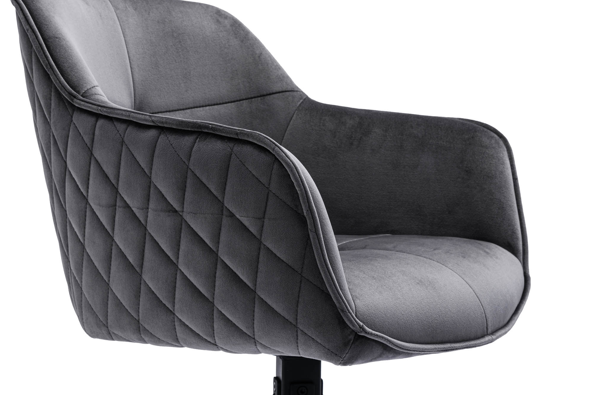 Armlehnstuhl 180° drehbar mit Auto-Return - Bezug: Samt grau - 100% Polyester -  Edith