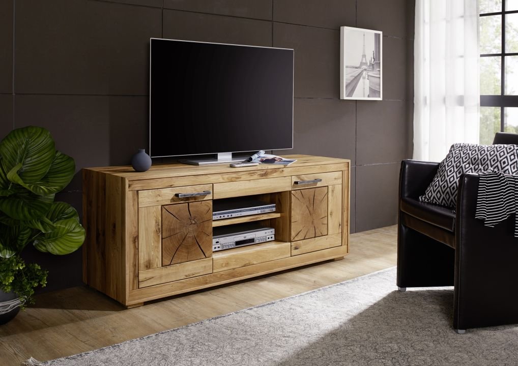 VERKAUFT - TV-Element II Woodlane  Wildeiche natur geölt 150 x 62 cm - AUSSTELLUNGSSTÜCK