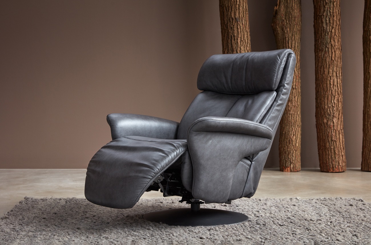 Himolla Relax-Sessel EASY SWING - echt Leder 24 Longru Zinn - Ausführung L